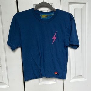 Blue aviator nation cropped tee shirt